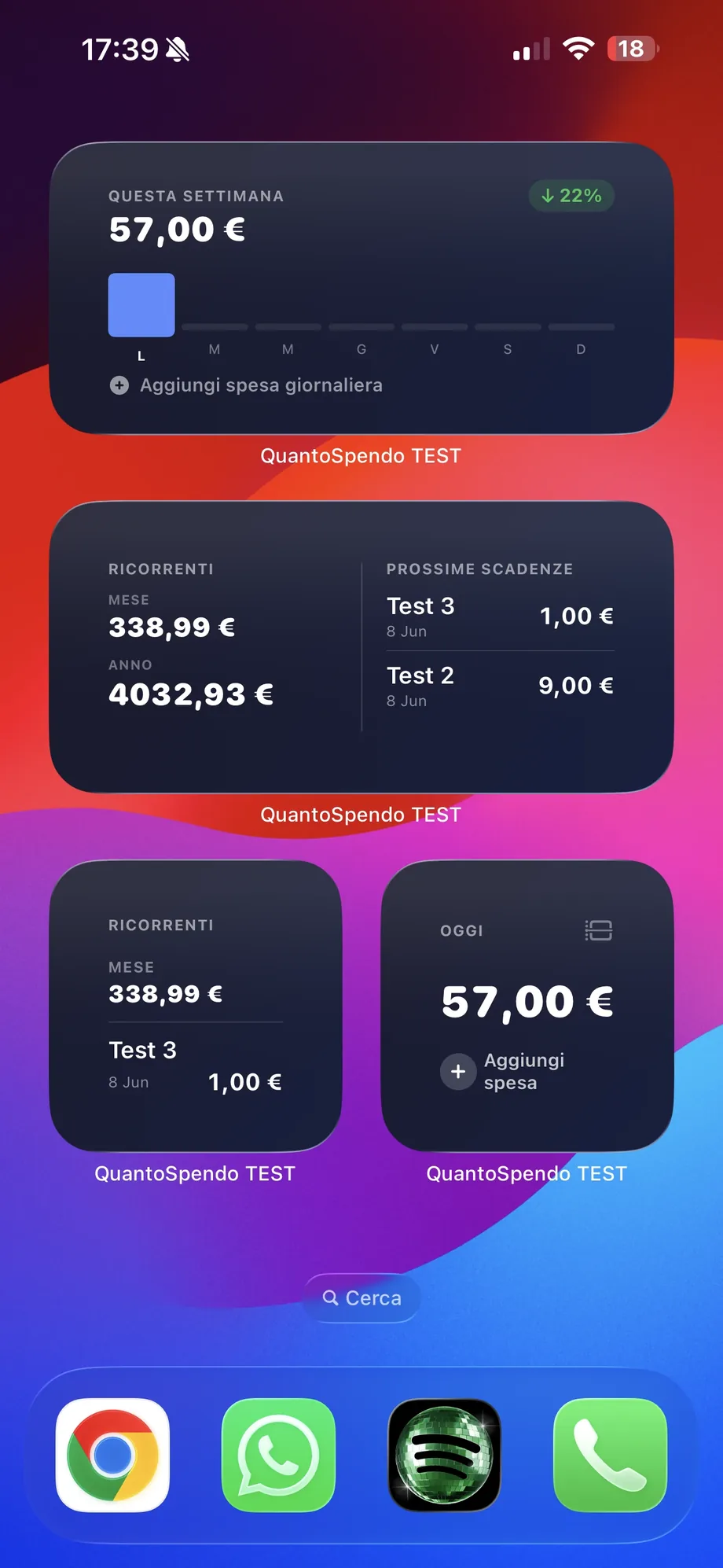 Widget in home screen